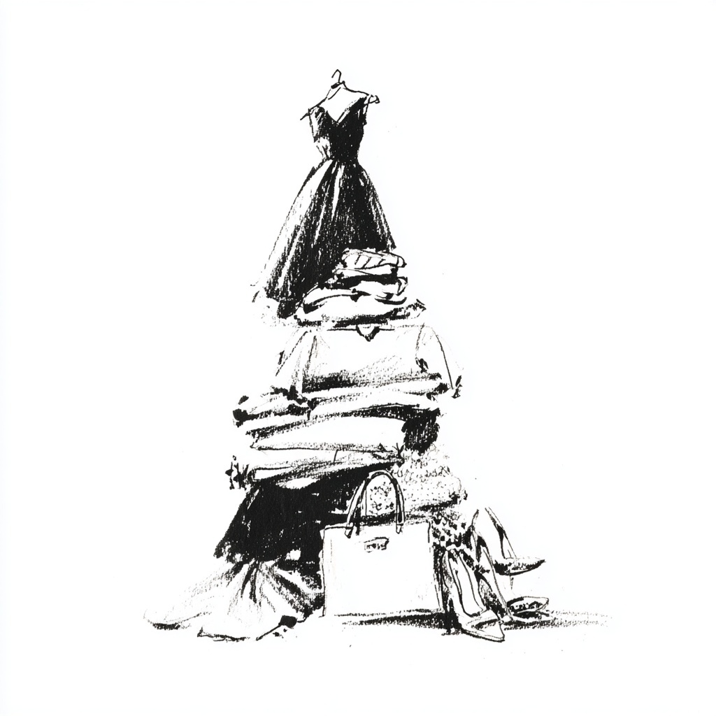 Illustration of curated fashion items, reflecting Tasted's philosophy